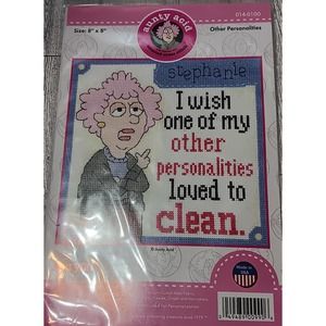 Janlynn Crosstitch 8x8 NEW I wish one of my Personalities Loved To clean